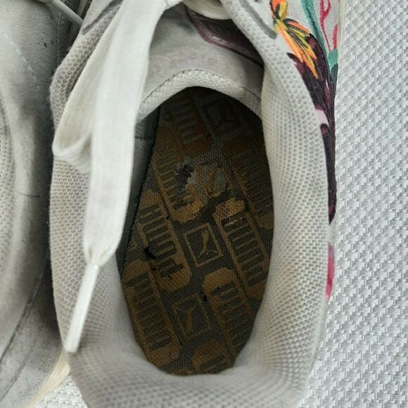 Puma Suede Velvet Hyper EMB Floral Embroidered Sneakers Womens 9.5 Lt Gray - Picture 10 of 10